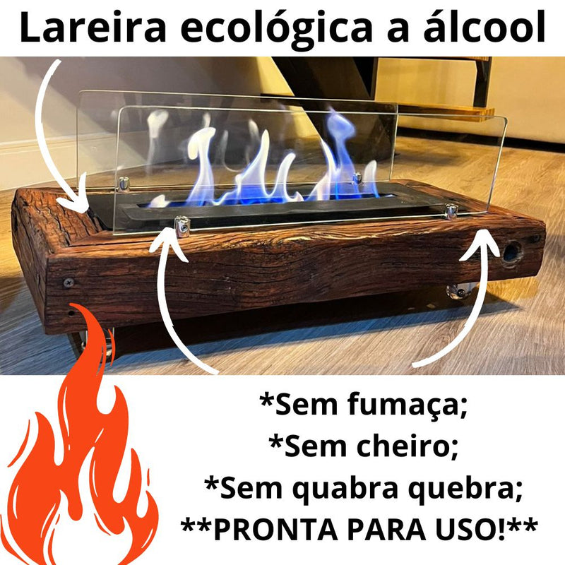 Lareira Ecologica a Alcool Com Vidro Alta Qualidade 65CM